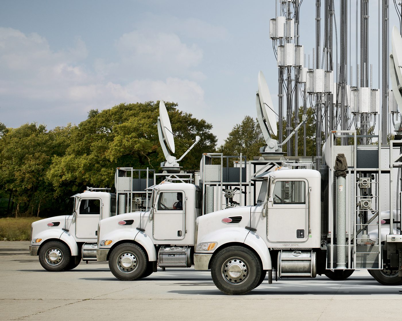 AT&T Ampersand: detail of the CGI truck cabs and satellite dishes