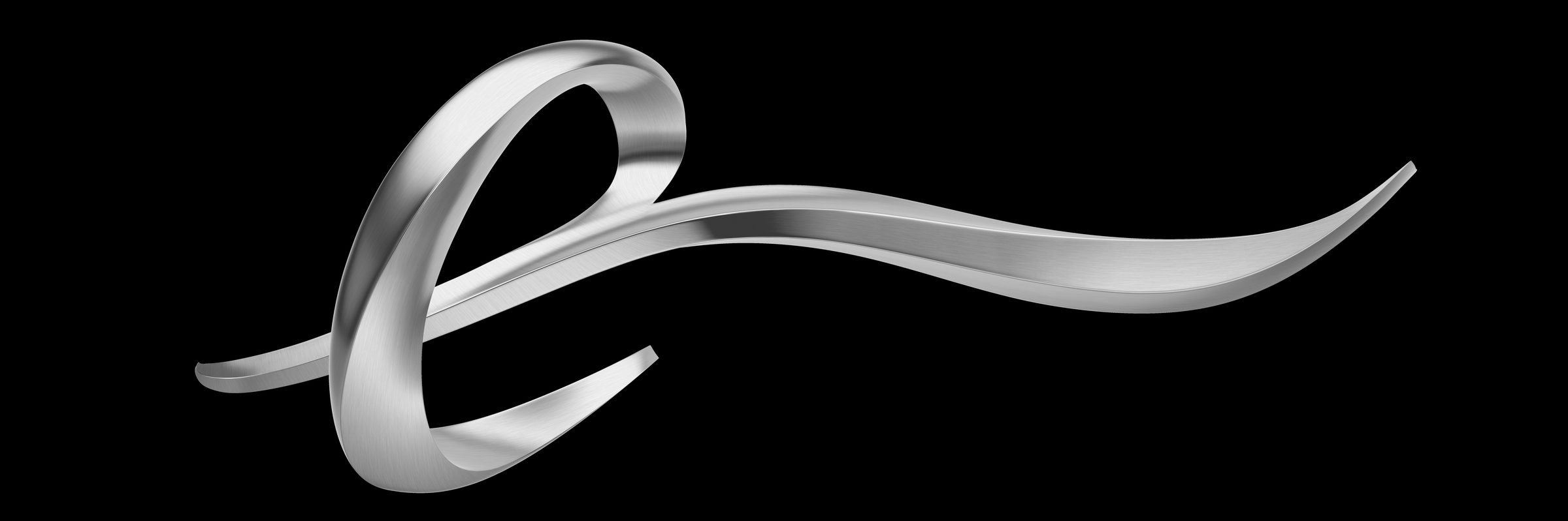 Eurostar Logo: the CGI logo in brushed stainless steel on black