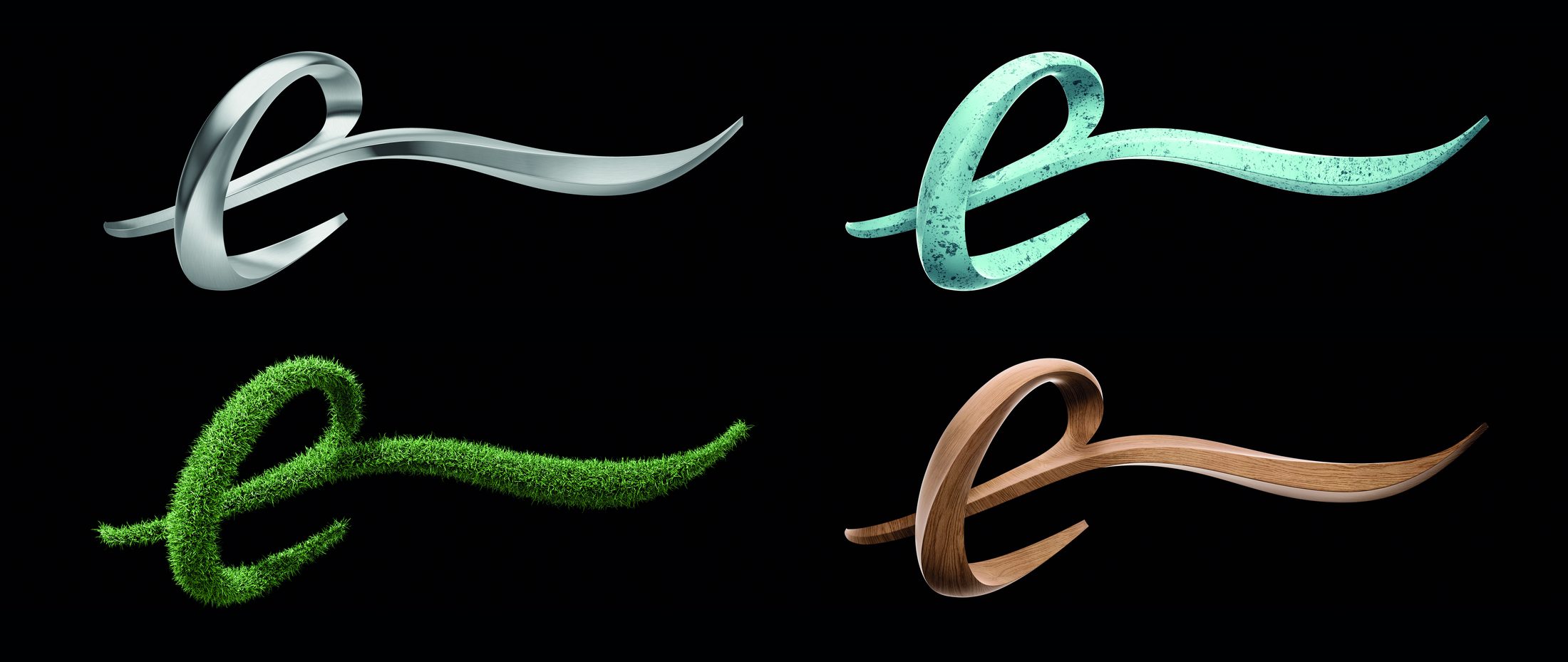 Eurostar Logo: the logo in four finishes, side by side