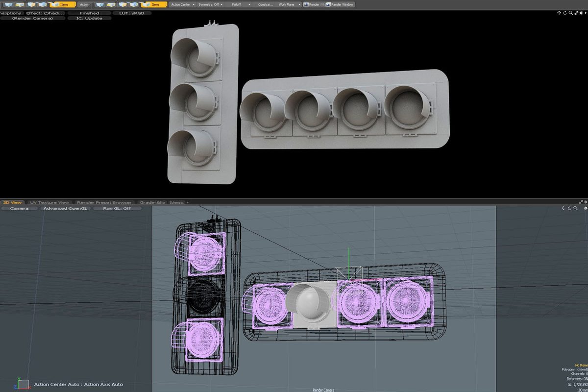 Jakafi: CGI traffic light models and wireframes
