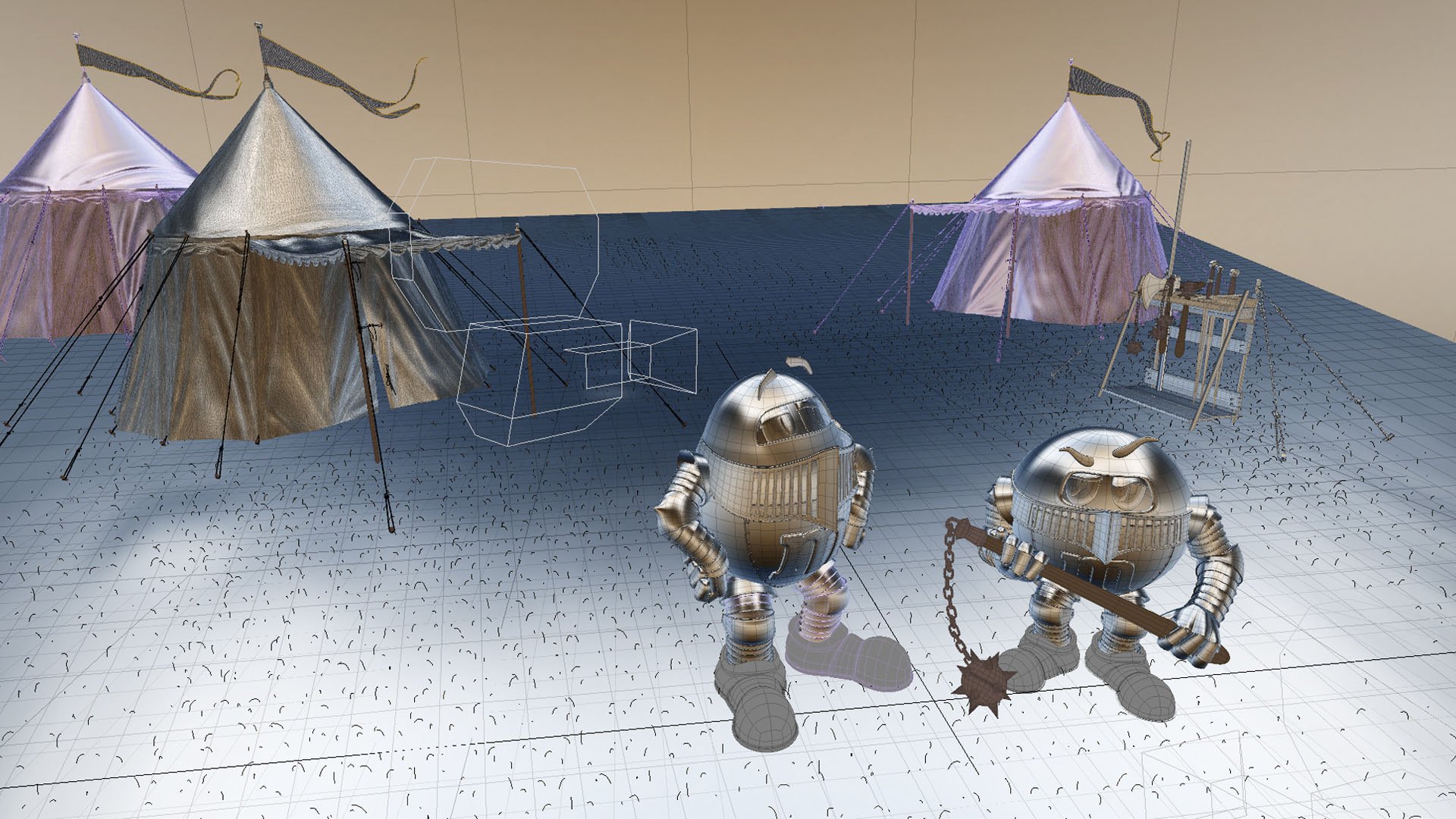 M&M Knights: Scene layout in the viewport