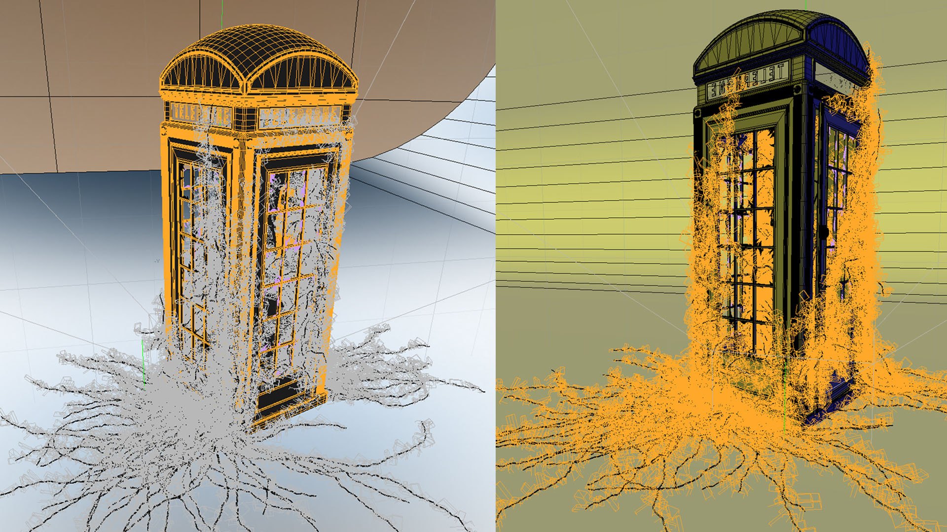 Phonebox Overgrown: Ivy growth simulation