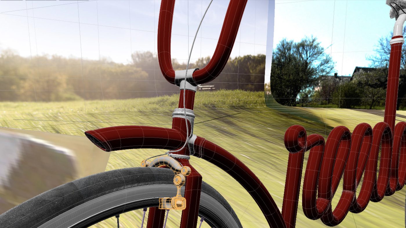 TfL Bikes: the bike placed against the photographic plate in the viewport