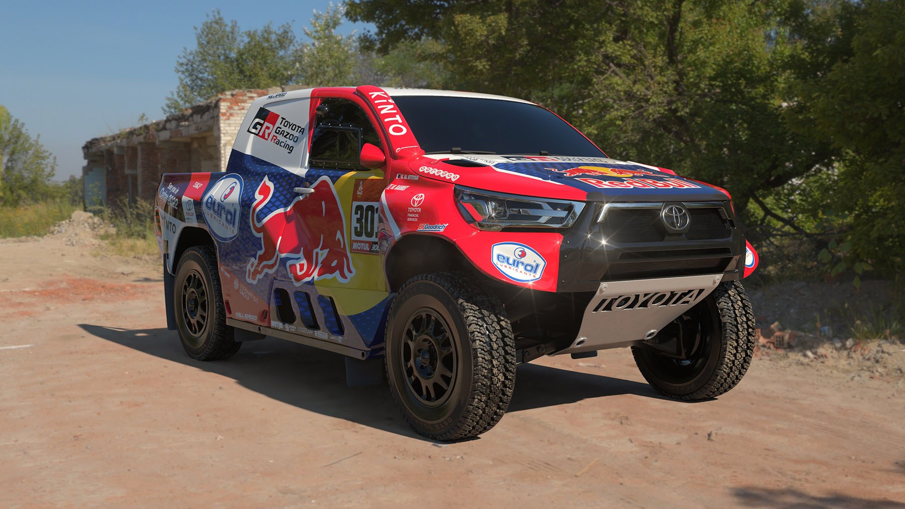 CGI Hilux rally truck in race livery, alternate angle