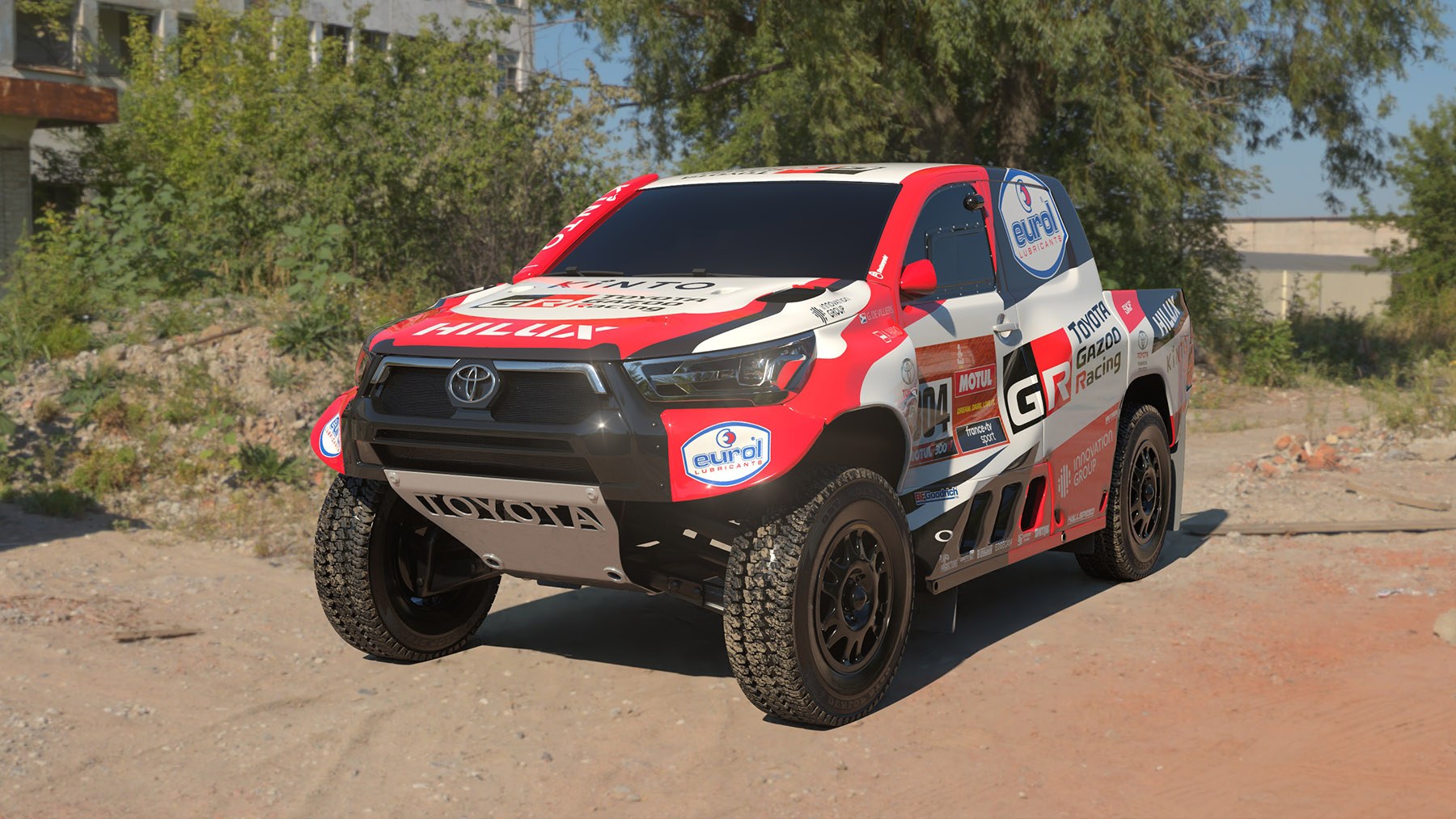 CGI Hilux rally truck in Gazoo Racing livery, alternate angle