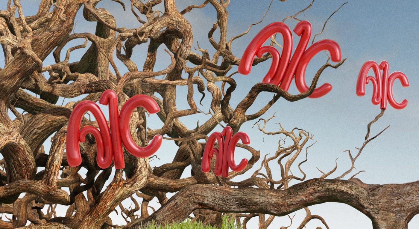 Victoza Roots: CGI roots with red A1C letters, close up